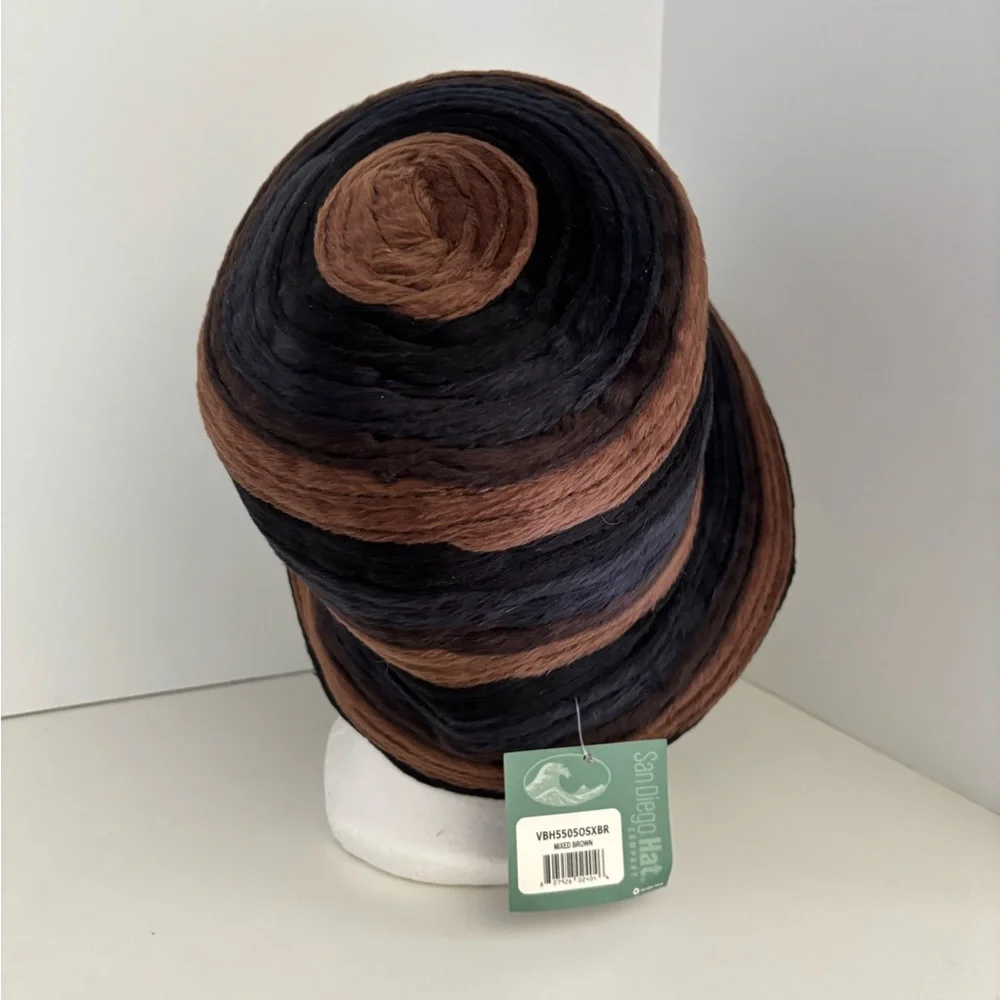NWT San Diego Hat Company Mixed Brown & Black Small Brim Ribbon Bucket Hat - Picture 3 of 7